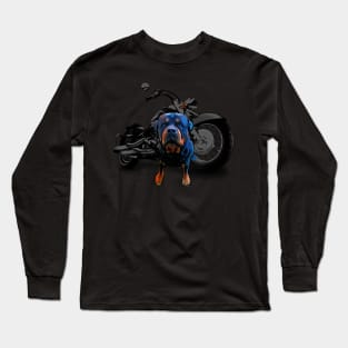 dog on motorcycle Rottweiler  on motorcycle Long Sleeve T-Shirt